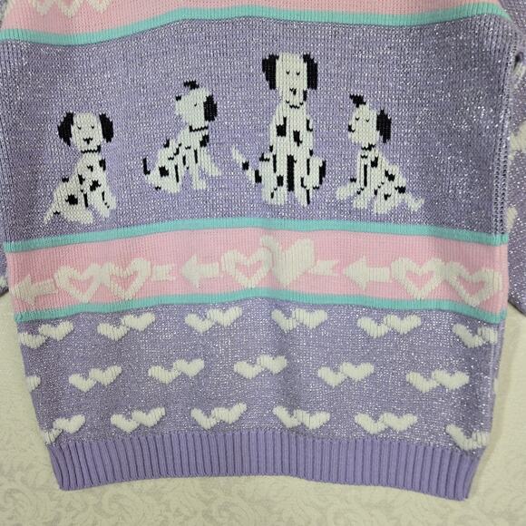 VTG Adele Knitwear Sweater S* Purple Dalmations Dogs Grannycore Cottagecore - Picture 3 of 15